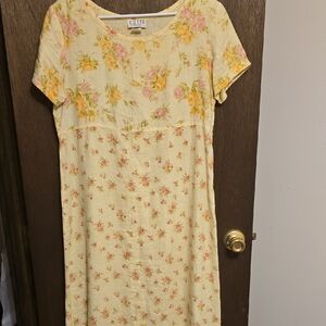 Vintage Floral Yellow Dress